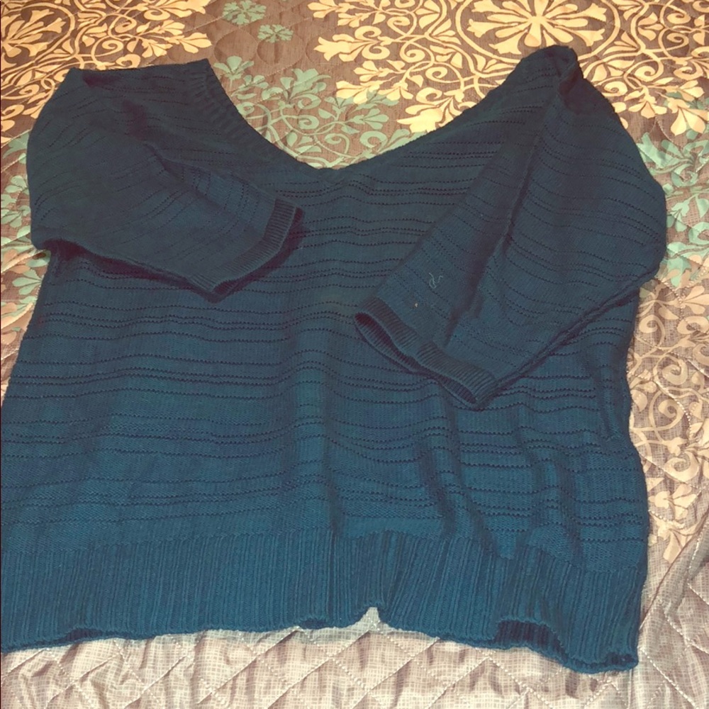 Turquoise V-Neck Sweater